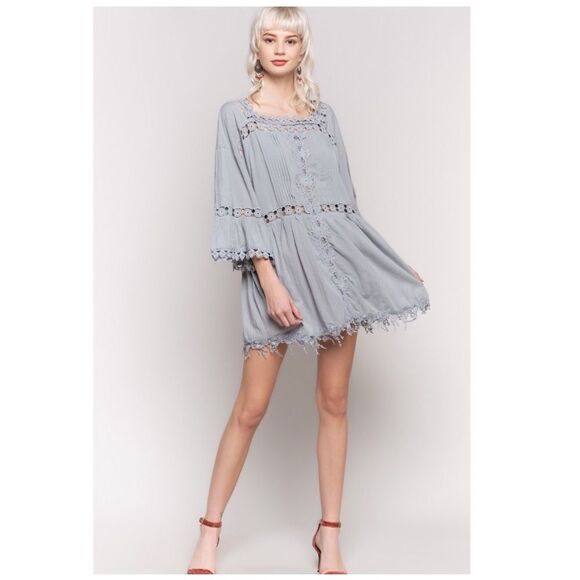 woven Tunic Dress with lace - Picture 13 of 14